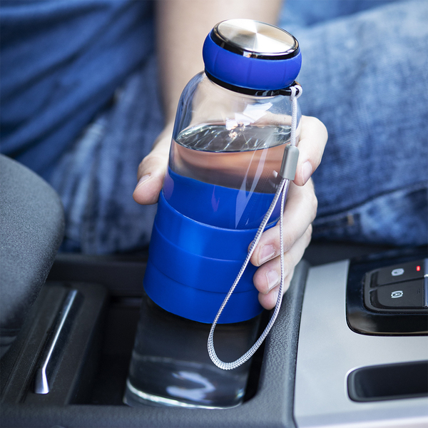 R08262.04 - Szklana butelka Marane 550 ml, niebieski