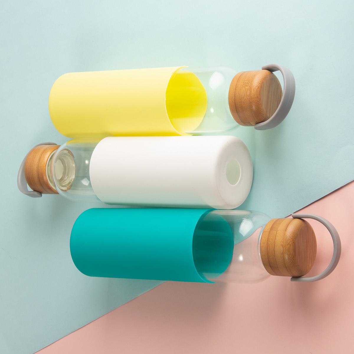 R08272.03 - Szklana butelka Refresh 560 ml, żółty