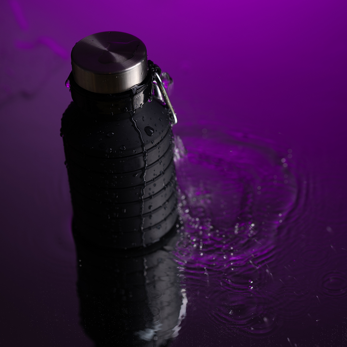 R08436.02 - Składany bidon sportowy Makalu 550 ml, czarny