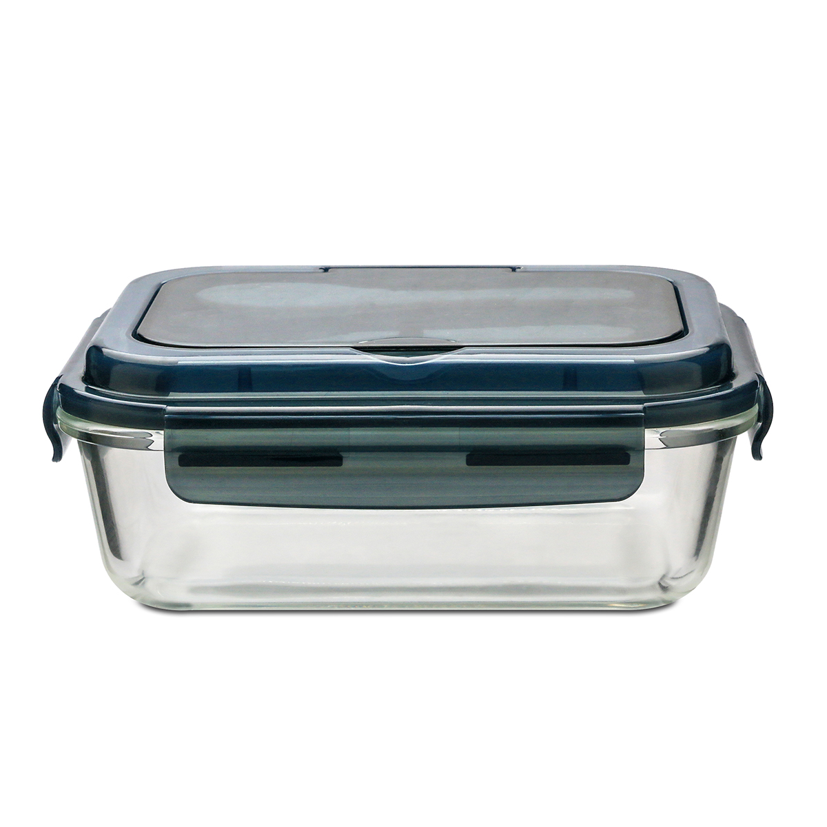 R08444.02 - Szklany lunch box ze sztućcami Lagos 1000 ml, czarny