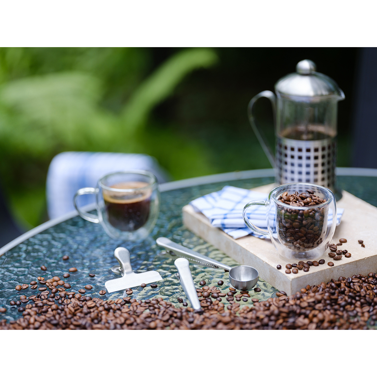 R17102.01 - Zestaw miarka i klipsy do kawy Kaffi, srebrny