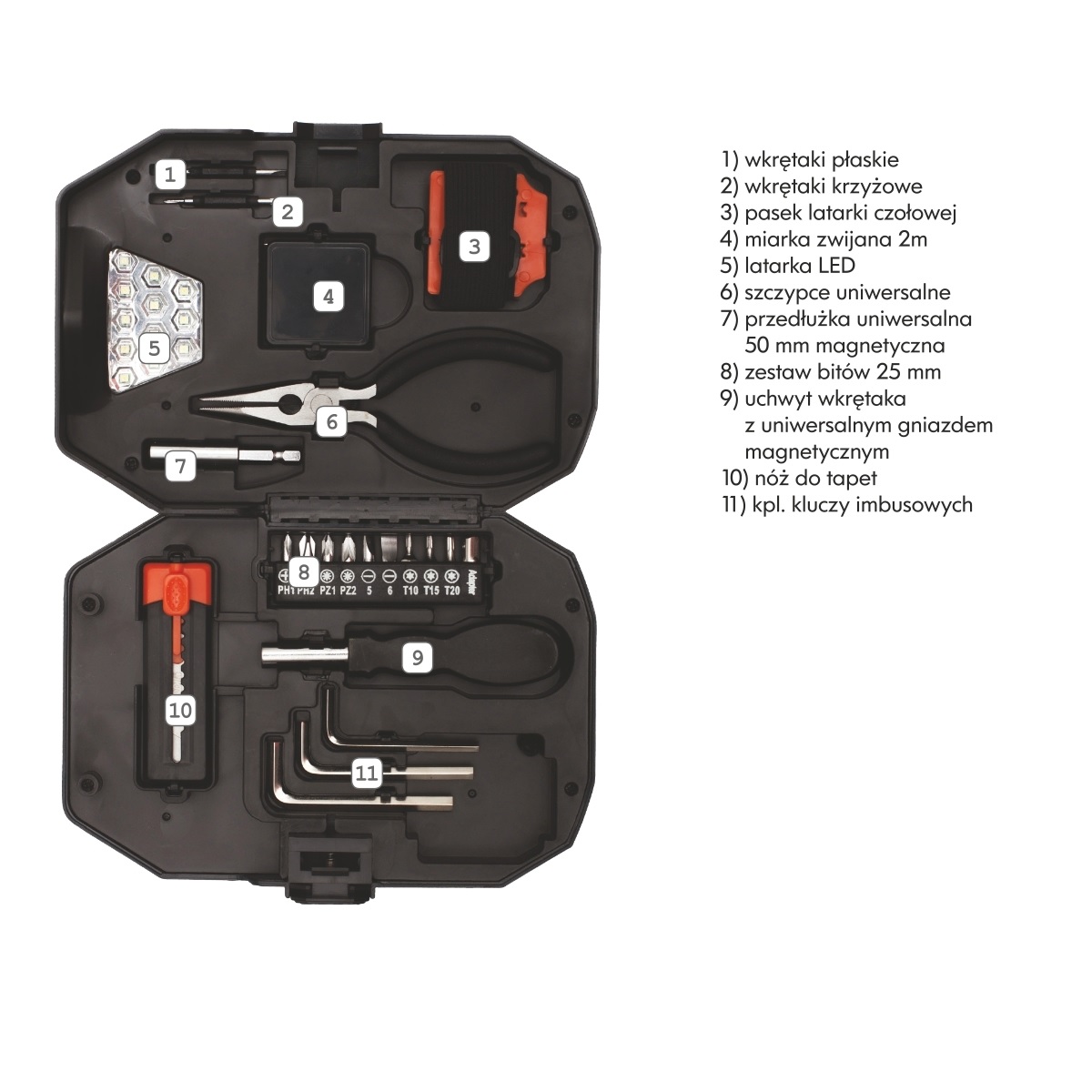 R17539.02.O - Zestaw narzędzi Smart DIY, czarny/czerwony