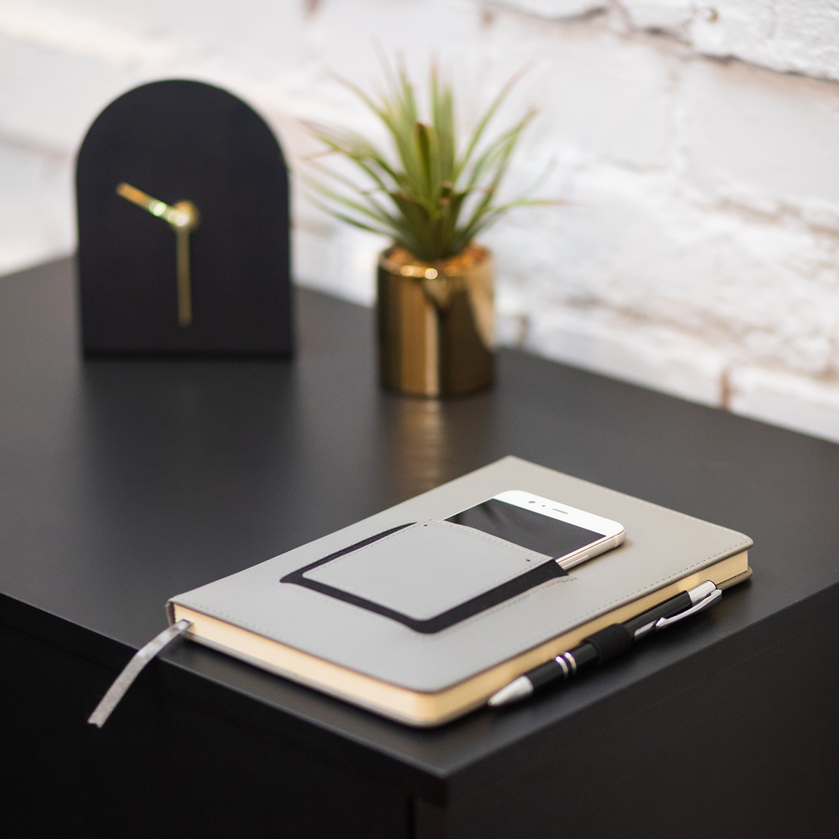 R64248.21 - Notes z kieszonką na telefon Eibar, szary