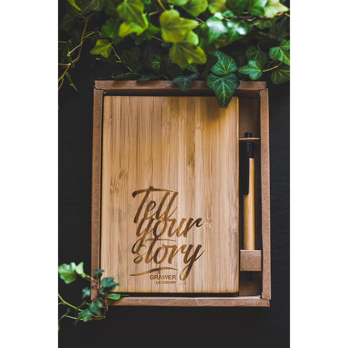 R64251.10 - Zestaw bambusowy z notesem Lorca, brązowy