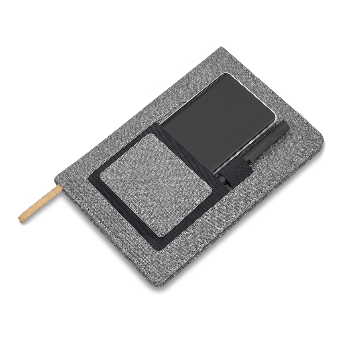 R64265.21 - Notes z kieszonką na telefon Irun, szary