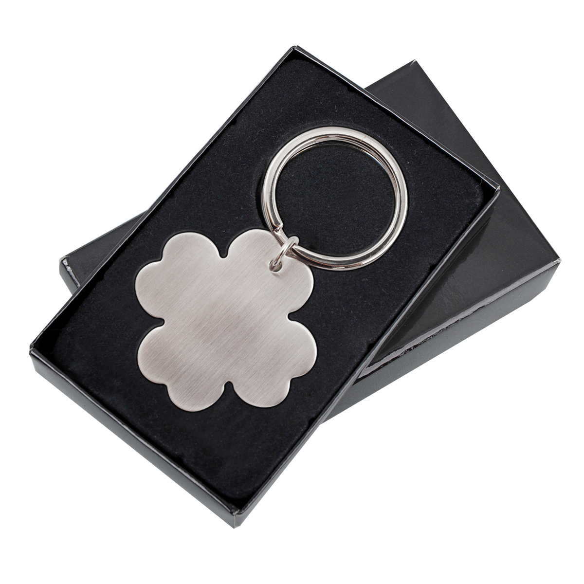 R73191 - Brelok metalowy 4-leaf clover, srebrny