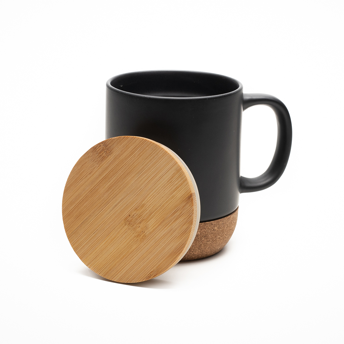 R85309.02 - Kubek ceramiczny z bambusową przykrywką Giulia, czarny